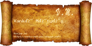Vankó Mátyás névjegykártya