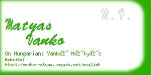 matyas vanko business card
